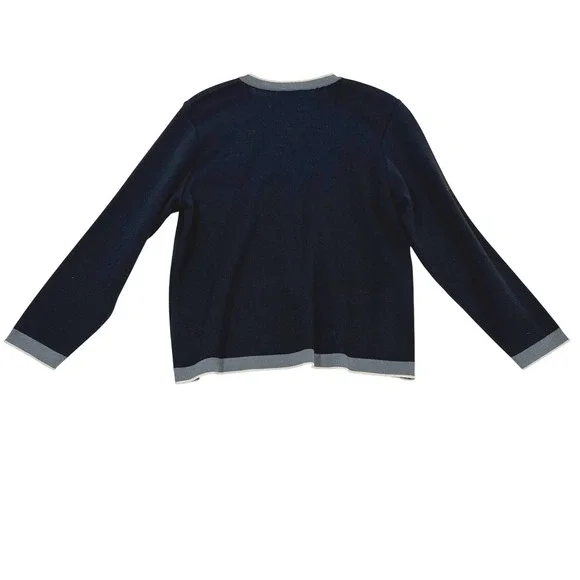 MICHA Fashion Group Denmark Merino Wool Blend Cardigan Sweater Black Gray M - Picture 4 of 4